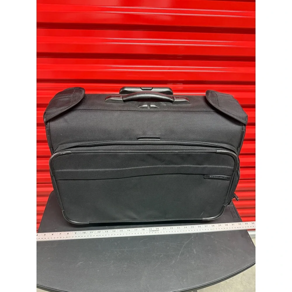 Briggs & Riley Rolling Garment Bag Black Ballistic Nylon Wheeled CarryOn Luggage